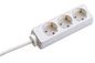 Bachmann 3 earthing contact socket outlets, 3m H05VV-F 3G 1.50mm², 16A/3680W, non child-proof, white