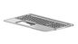 HP Keyboard/top cover without backlight (includes keyboard cable), In mineral silver finish with speaker grille in natural silver finish