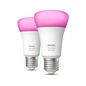 Philips by Signify Hue White and colour ambience 2-pack E27 White and coloured light Instant control via Bluetooth Control with app or voice* Add Hue Bridge to unlock more