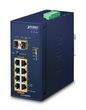 Planet Industrial 8-Port 10/100/1000T 802.3at PoE + 2-Port 100/1000X SFP Ethernet Switch (-40~75 degrees C)
