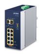 Planet Industrial 8-Port 10/100/1000T 802.3at PoE + 2-Port 100/1000X SFP Ethernet Switch w/ 12V Booster