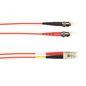 Black Box Colored Fiber OM3 50-Micron Multimode Fiber Optic Patch Cable - OFNP Plenum, ST-LC, Red, 4-m (13.1-ft.)