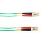 Black Box Duplex Fiber Optic Patch Cable, Multimode, 50 Micron, OM3, OFNP, Plenum, LCLC, Green, 15m