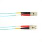 Black Box Duplex Fiber Optic Patch Cable, Multimode, 50 Micron, OM3, OFNR, Plenum, LCLC, Aqua, 4M