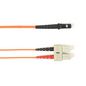 Black Box Duplex Fiber Optic Patch Cable, Multimode, 62.5 Micron, OM1, OFNR, PVC, SCMT, Orange, 1m