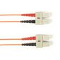 Black Box Duplex Fiber Optic Patch Cable, Multimode, 62.5 Micron, OM1, OFNR, PVC, SCSC, Orange, 6m