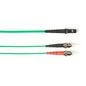 Black Box Colored Fiber OM1 62.5-Micron Multimode Fiber Optic Patch Cable - LSZH, ST-MTRJ, Green, 2m