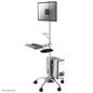 Neomounts by Newstar Newstar Mobile Work Station Floor Stand for monitor (10"-27"), keyboard, mouse & PC - Silver