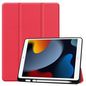 CoreParts Cover for iPad 6/7/8 2019-2021 for iPad 7/8/9 (2019-2021) 10.2" Tri-fold Caster TPU Cover Built-in S Pen Holder with Auto Wake Function - Red