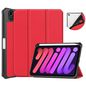 CoreParts Cover for iPad Mini 6 2021 for iPad Mini 6 (2021) Tri-fold Caster TPU Cover Built-in S Pen Holder with Auto Wake Function - Red