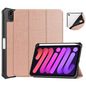 CoreParts Cover for iPad Mini 6 2021 for iPad Mini 6 (2021) Tri-fold Caster TPU Cover Built-in S Pen Holder with Auto Wake Function - Rose Gold