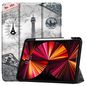 CoreParts Cover for iPad Pro 11" 1/2/3 Gen (2018-2021) Tri-fold Caster TPU Cover Built-in S Pen Holder with Auto Wake Function - Eiffel Tower Style