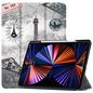 CoreParts Cover for iPad Pro 12.9" 2021 For iPad Pro 12.9" 5th Gen (2021) Tri-fold Caster TPU Cover Built-in S Pen Holder with Auto Wake Function - Eiffel Tower Style