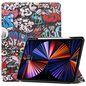 CoreParts Cover for iPad Pro 12.9" 2021 For iPad Pro 12.9" 5th Gen (2021) Tri-fold Caster TPU Cover Built-in S Pen Holder with Auto Wake Function - Graffiti Style