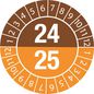 Brady Tamper-evident Inspection Date Labels  Year 24/25 White on Brown, Orange dia. 30 mm