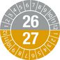 Brady Tamper-evident Inspection Date Labels  Year 26/27 White on Grey, Ochre dia. 20 mm