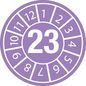 Brady Tamper-evident Inspection Date Labels  Year 23 White on Purple dia. 20 mm