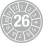 Brady Tamper-evident Inspection Date Labels  Year 26 White on Grey dia. 20 mm