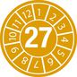 Brady Tamper-evident Inspection Date Labels  Year 27 White on Ochre dia. 30 mm