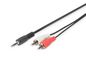 Digitus Audio adapter cable, stereo 3.5mm - 2x RCA 1.50m, CCS, 2x0.10/10, shielded, M/M, black