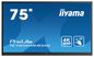 iiyama 75" iiWare9, 20-Points PureTouch-IR Screen, 3840x2160, 4K UHD IPS panel, Full Metal Housing, Fan-less, Speakers, Multiple In-/Outputs (VGA, HDMI-in(3x v2.0), USB-C with 65 Watt PD), Audio Optical Out (S/PDIF), 400cd/m² 88% light transmittance, 1.200:1 Static Contrast, 3500:1 Dynamic Contrast,  8ms, Landscape mode, Media Play, AntiGlare Glass, LAN(2x) (for PC & Android / internet), RS232C, E-Share, Integrated iiWare (Note, WPS Office, ScreenSharePro(ChromeCast / Airplay / Miracast), file- and web browser), Incl. WiFi Module (WiFi 802.11 a/b/g/n/ac), VESA Mount (Stand/Wallmount not included/optional),  MultiTouch only with supported OS, Slot of OPS PC (OPC)