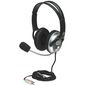 Manhattan Classic Stereo Headset, flexible microphone boom, padded cloth ear cushions, two 3.5mm plugs, Silver/Black, Box
