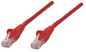 Intellinet Network Patch Cable, Cat6, 1m, Red, CCA (Copper Clad Aluminium), U/UTP (cable unshielded/twisted pair unshielded), PVC, RJ45 Male to RJ45 Male, Gold Plated Contacts, Snagless, Booted