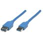 Manhattan USB 3.0 Extension Cable, USB-A to USB-A, Male to Female, 2m, Blue, Polybag