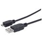 Manhattan USB 2.0 Cable, USB-A to Micro-USB, Male to Male, 1.8m, Black, Polybag