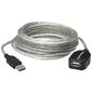 Manhattan USB 2.0 Active Extension Cable, USB-A to USB-A, Male to Female, 5m, Daisy-Chainable, Built In Repeater, Translucent Silver, Blister