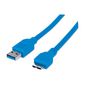 Manhattan USB 3.0 Cable, USB-A to Micro-B, Male to Male, 2m, Blue, Polybag