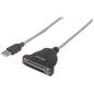 Manhattan USB to Parallel Printer DB25 Converter Cable, 1.8m, Male to Female, IEEE 1284, 1.2Mbps, Bus power, Black, Blister