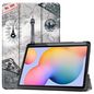 CoreParts Samsung Galaxy Tab S6 Lite 2020-2022 Tri-fold caster TPU cover built-in S pen holder with auto wake function - Eiffel Tower Style