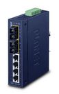 Planet 4-Port 10/100Base-TX + 2-Port 100Base-FX Industrial Ethernet Switch with Wide Operating Temperature (-40~75 degrees C)