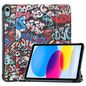 CoreParts For Apple iPad 10th Gen 10.9-inch (2022) Tri-fold Caster Hard Shell Cover with Auto Wake Function - Graffiti Style