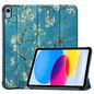 CoreParts For Apple iPad 10th Gen 10.9-inch (2022) Tri-fold Caster Hard Shell Cover with Auto Wake Function - Blossom Style