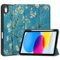 CoreParts For Apple iPad 10th Gen 10.9-inch (2022) Tri-fold Caster TPU Cover Built-in S Pen Holder with Auto Wake Function - Blossom Style