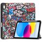 CoreParts For Apple iPad 10th Gen 10.9-inch (2022) Tri-fold Caster TPU Cover Built-in S Pen Holder with Auto Wake Function - Graffiti Style