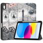 CoreParts For Apple iPad 10th Gen 10.9-inch (2022) Tri-fold Caster TPU Cover Built-in S Pen Holder with Auto Wake Function - Eiffiel Tower Style