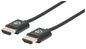 Manhattan Hdmi Cable With Ethernet (Ultra Thin), 4K@60Hz (Premium High Speed), 0.5M, Male To Male, Black, Ultra Hd 4K X 2K, Fully Shielded, Gold Plated Contacts, Lifetime Warranty, Polybag