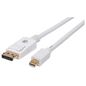 Manhattan Mini Displayport 1.2 To Displayport Cable, 4K@60Hz, 2M, Male To Male, White, Equivalent To Mdp2Dpmm2Mw, Lifetime Warranty, Polybag
