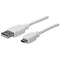 Manhattan Usb-A To Micro-Usb Cable, 1M, Male To Male, White, 480 Mbps (Usb 2.0), Equivalent To Usbpaub1Mw, Hi-Speed Usb, Lifetime Warranty, Polybag