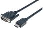 Manhattan Hdmi To Dvi-D 24+1 Cable, 3M, Male To Male, Black, Equivalent To Hddvimm3M, Dual Link, Compatible With Dvd-D, Lifetime Warranty, Polybag
