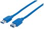 Manhattan Usb-A To Usb-A Extension Cable, 1M, Male To Female, 5 Gbps (Usb 3.2 Gen1 Aka Usb 3.0), Equivalent To Usb3Sext1M, Superspeed Usb, Blue, Lifetime Warranty, Polybag