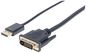 Manhattan Displayport 1.2A To Dvi-D 24+1 Cable, 1080P@60Hz, 3M, Male To Male, Passive, Equivalent To Dp2Dvimm10, Compatible With Dvd-D, Black, Three Year Warranty, Polybag