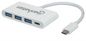 Manhattan Usb-C Dock/Hub, Ports (X4): Usb-A (X3) And Usb-C, 5 Gbps (Usb 3.2 Gen1 Aka Usb 3.0), With Power Delivery (60W) To Usb-C Port (Note Additional Usb-C Wall Charger And Usb-C Cable Needed), Superspeed Usb, White, Three Year Warranty, Blister