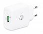 Manhattan Wall/Power Mobile Device Charger (Euro 2-Pin), Usb-A Port, Output: 1X 18W (Qualcomm Quick Charge), White, Phone Charger, Three Year Warranty, Box