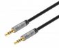 Manhattan Stereo Audio 3.5Mm Cable, 1M, Male/Male, Slim Design, Black/Silver, Premium With 24 Karat Gold Plated Contacts And Pure Oxygen-Free Copper (Ofc) Wire, Lifetime Warranty, Polybag