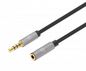Manhattan Stereo Audio 3.5Mm Extension Cable, 1M, Male/Female, Slim Design, Black/Silver, Premium With 24 Karat Gold Plated Contacts And Pure Oxygen-Free Copper (Ofc) Wire, Lifetime Warranty, Polybag