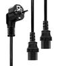 ProXtend Power Y Cord Schuko Angled to 2 x C13 3M Black